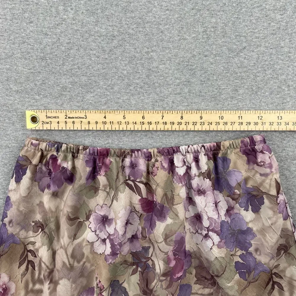 90s VTG Fairy Grunge 2-pc Floral Maxi Skirt Set 8P Purple Whimsigoth Ruffle Trim